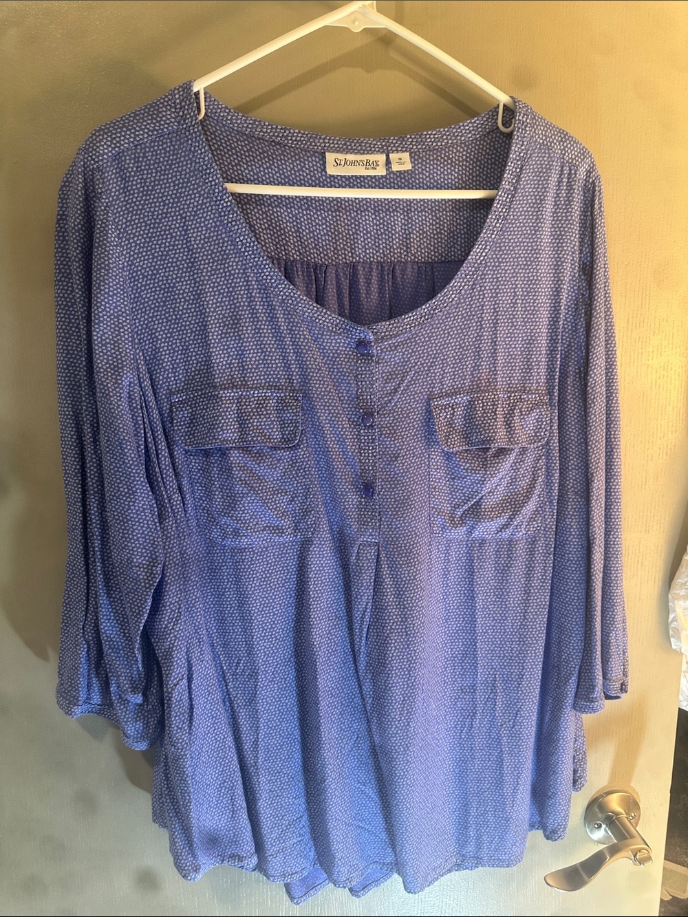 St. John's Bay Blue Micro-Print Scoop Neck Tunic